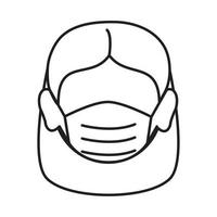 covid 19 coronavirus het voorkomen vrouw gezicht met medisch masker lijn stijl icoon vector