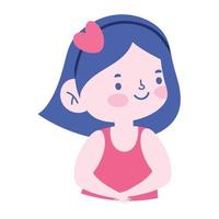 portret weinig meisje tekenfilm karakter geïsoleerd icoon ontwerp wit achtergrond vector
