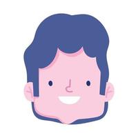jongen gezicht tekenfilm karakter geïsoleerd icoon ontwerp wit achtergrond vector