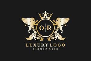 eerste of brief leeuw Koninklijk luxe logo sjabloon in vector kunst voor restaurant, royalty, boetiek, cafe, hotel, heraldisch, sieraden, mode en andere vector illustratie.