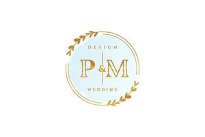 eerste p.m schoonheid monogram en elegant logo ontwerp handschrift logo van eerste handtekening, bruiloft, mode, bloemen en botanisch met creatief sjabloon. vector