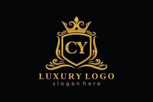 eerste cy brief Koninklijk luxe logo sjabloon in vector kunst voor restaurant, royalty, boetiek, cafe, hotel, heraldisch, sieraden, mode en andere vector illustratie.