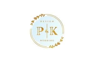 eerste pk schoonheid monogram en elegant logo ontwerp handschrift logo van eerste handtekening, bruiloft, mode, bloemen en botanisch met creatief sjabloon. vector