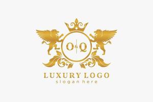 eerste oke brief leeuw Koninklijk luxe logo sjabloon in vector kunst voor restaurant, royalty, boetiek, cafe, hotel, heraldisch, sieraden, mode en andere vector illustratie.