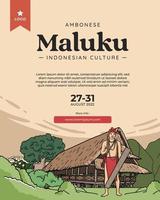 maluku ambonese Indonesië cultuur handgetekend illustratie voor sociaal media platform vector