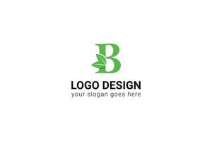 b brief eco logo met blad. vector lettertype voor natuur affiches, eco vriendelijk embleem, veganistisch identiteit, kruiden en botanisch kaarten enz. ecologie b brief logo met groen blad.