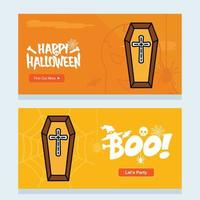 gelukkig halloween uitnodiging ontwerp met doodskisten vector