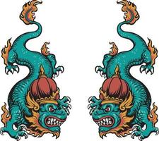 vector illustratie van twee draken geconfronteerd elk andere