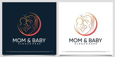 moeder en baby logo ontwerp sjabloon met lijn kunst stijl en creatief element concept vector