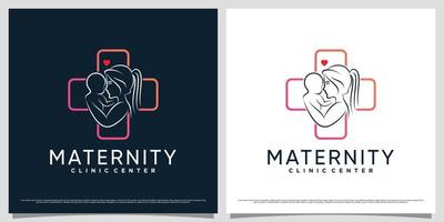 moederschap kliniek logo ontwerp sjabloon voor mam en baby met creatief element concept vector