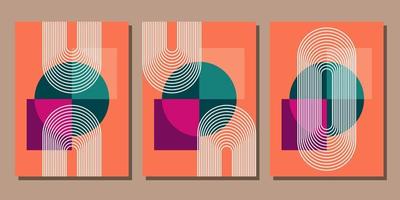 reeks van drie abstract esthetisch midden eeuw modern vorm hedendaags boho poster sjabloon vector