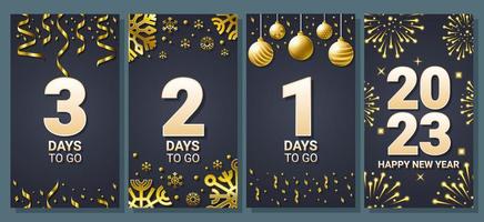 goud countdown nieuw jaar voor sociaal media verhaal vector
