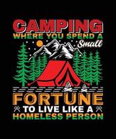 camping t-shirt ontwerp vector