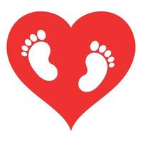 illustratie van sporen van kinderen voeten met een hart vector