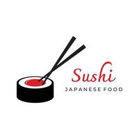 sushi logo sjabloon ontwerp.zeevruchten of traditioneel Japans keuken met Zalm, heerlijk food.logo voor Japans restaurant, bar, sushi winkel. vector