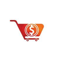 dollar boodschappen doen kar vector icoon. geld trolley gemakkelijk solide icoon. snel winkel logo sjabloon ontwerp.