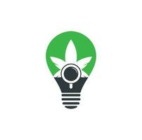 hennep zoeken lamp vorm logo ontwerp vector sjabloon. marihuana blad en loupe logo combinatie. hennep en vergroten symbool of icoon