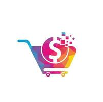 dollar boodschappen doen kar vector icoon. geld trolley gemakkelijk solide icoon. snel winkel logo sjabloon ontwerp.