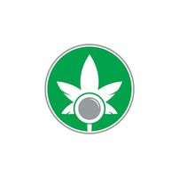 hennep zoeken logo ontwerp vector sjabloon. marihuana blad en loupe logo combinatie. hennep en vergroten symbool of icoon.