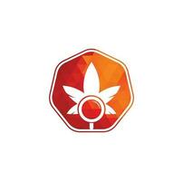 hennep zoeken logo ontwerp vector sjabloon. marihuana blad en loupe logo combinatie. hennep en vergroten symbool of icoon.
