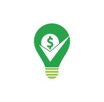 geld controleren lamp vorm concept logo ontwerp. contant geld icoon symbool ontwerp. mooi zo betaling logo sjabloon vector