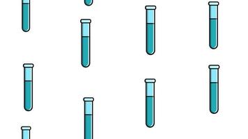 naadloos patroon structuur van eindeloos herhalende lang blauw medisch chemisch glas wetenschappelijk test buizen van kolven blikjes Aan wit achtergrond. vector illustratie