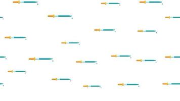 naadloos patroon structuur van eindeloos herhalen wetenschappelijk geneeskunde druppelaars pipetten voor titratie, instillatie van geneesmiddel met druppels Aan een wit achtergrond. vector illustratie