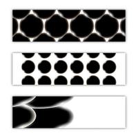 reeks van drie abstract zwart posters texturen achtergronden van magie steen ijzer mooi digitaal gloeiend helder energie schijnend cirkels ballen. vector illustratie