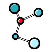 een gemakkelijk abstract wetenschappelijk chemisch diagram van de structuur van een molecuul met atomen en moleculair obligaties van valenties, icoon Aan een wit achtergrond. vector illustratie