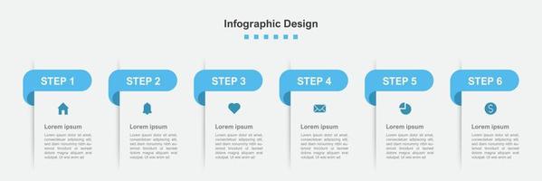 zes stappen abstract bedrijf infographic sjabloon vector