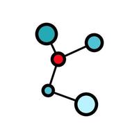 een gemakkelijk abstract wetenschappelijk chemisch diagram van de structuur van een molecuul met atomen en moleculair obligaties van valenties, een gemakkelijk icoon Aan een wit achtergrond. vector illustratie