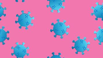 naadloos patroon van blauw virussen van de bacterie coronavirus ziekte covid-19 pandemisch gevaarlijk besmettelijk structuur Aan een roze achtergrond vector