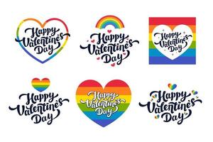 lgbt Valentijn s dag groet kaarten - reeks van liefde dag vector kaarten of stickers voor de homo gemeenschap. vector illustratie