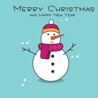 de sneeuwman in de hoed. gelukkig nieuw jaar. vrolijk kerstmis. vector