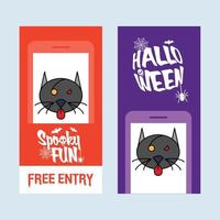 gelukkig halloween uitnodiging ontwerp met kat vector