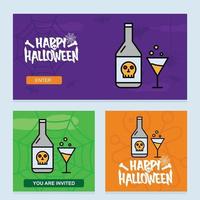 gelukkig halloween uitnodiging ontwerp met drinken vector