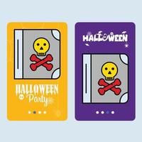 gelukkig halloween uitnodiging ontwerp met duivel boek vector