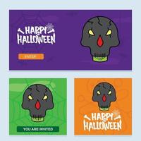 gelukkig halloween uitnodiging ontwerp met schedel vector