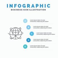 wereldbol bedrijf gegevens globaal internet middelen wereld lijn icoon met 5 stappen presentatie infographics vector