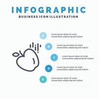 appel voedsel wetenschap lijn icoon met 5 stappen presentatie infographics achtergrond vector