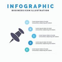 markeerstift pin Mark solide icoon infographics 5 stappen presentatie achtergrond vector