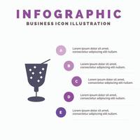 strand drinken sap solide icoon infographics 5 stappen presentatie achtergrond vector