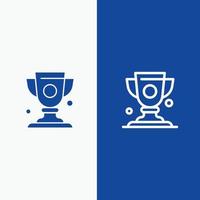 prestatie kop prijs trofee lijn en glyph solide icoon blauw banier lijn en glyph solide icoon blauw ba vector