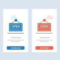 Open teken bord hotel blauw en rood downloaden en kopen nu web widget kaart sjabloon vector