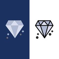 diamant Canada juweel pictogrammen vlak en lijn gevulde icoon reeks vector blauw achtergrond