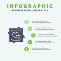 kaart hart liefde huwelijk kaart voorstel solide icoon infographics 5 stappen presentatie achtergrond vector