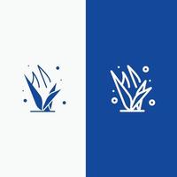 gras grassen groen voorjaar lijn en glyph solide icoon blauw banier lijn en glyph solide icoon blauw bann vector