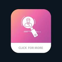 zoeken werknemer hr jacht- persoonlijk middelen hervat mobiel app knop android en iOS glyph versie vector