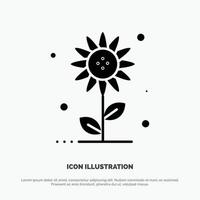 zonnebloem bloemen natuur voorjaar solide glyph icoon vector