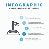hoek vlag golf sport lijn icoon met 5 stappen presentatie infographics achtergrond vector